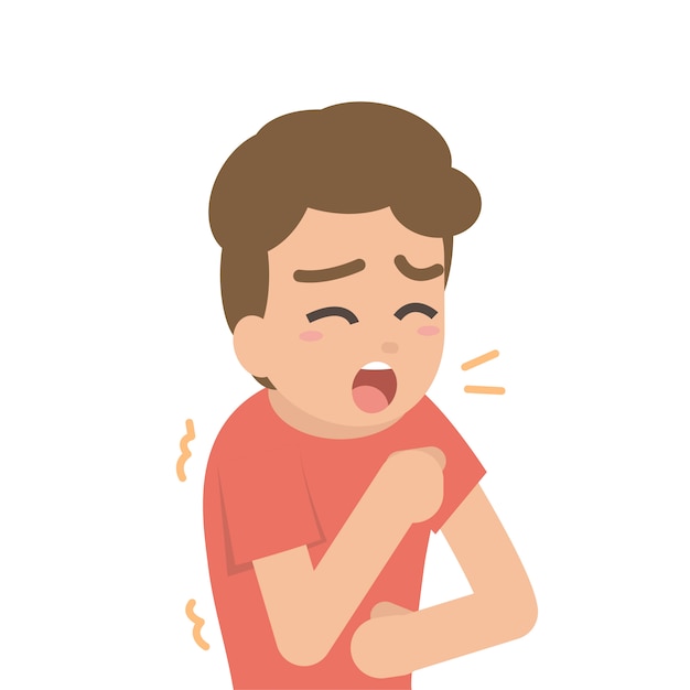 Premium Vector | Young man coughing