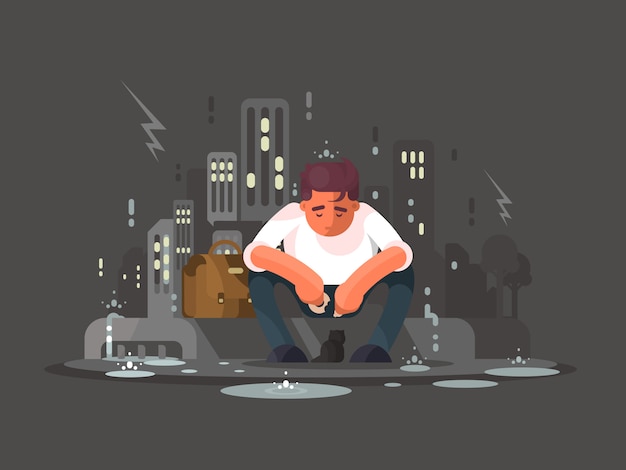 Premium Vector | Young man in depression