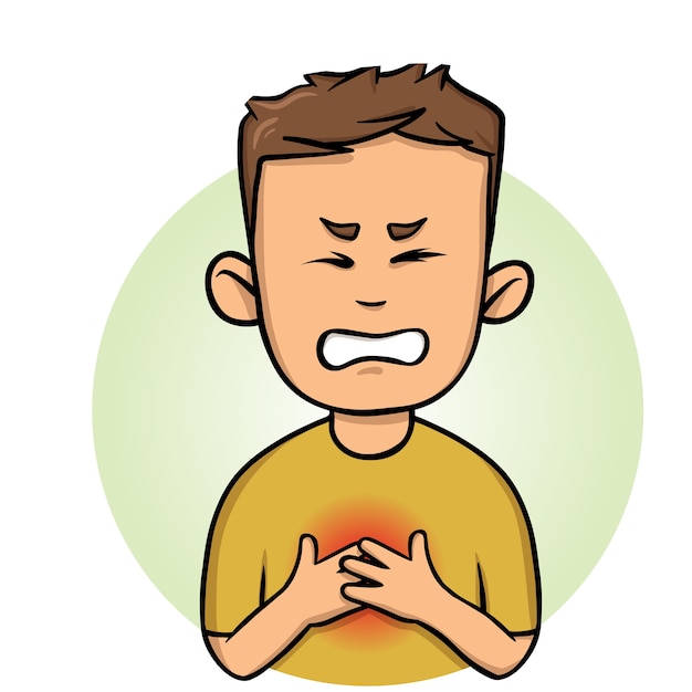 Premium Vector | Young man feeling chest pain, heart attack. colorful ...