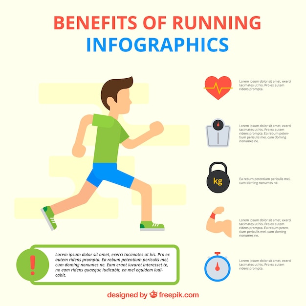 Free Vector | Young man running with infographic elements