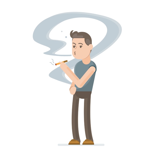 Premium Vector | Young man smoking cigarette