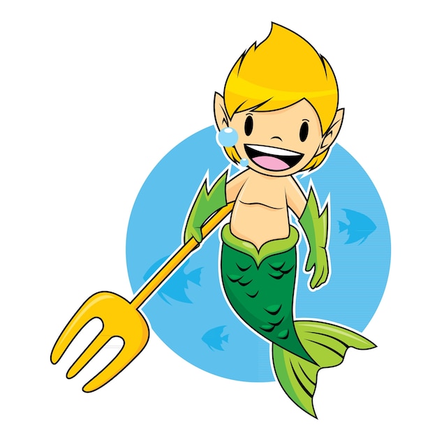 Premium Vector Young Merman Mascot Design