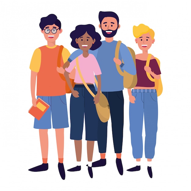 Premium Vector | Young people friends cartoon