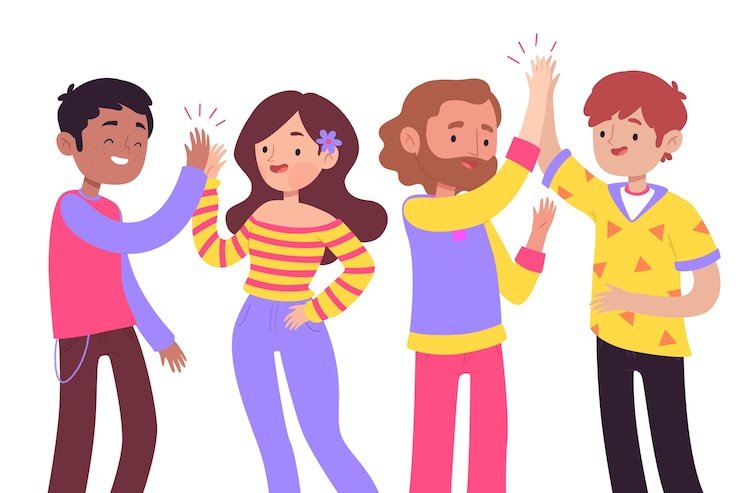 Free Vector | Young people giving high five