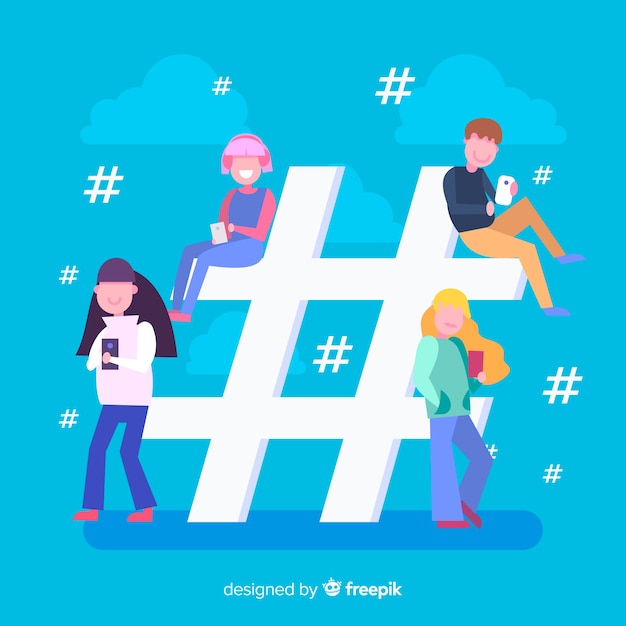 Young people hashtag concept background Free Vector
