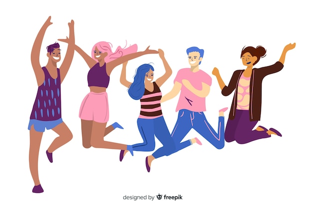 Free Vector | Young people jumping in the air