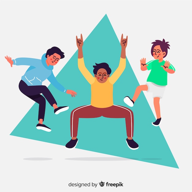 Free Vector | Young people jumping illustration design