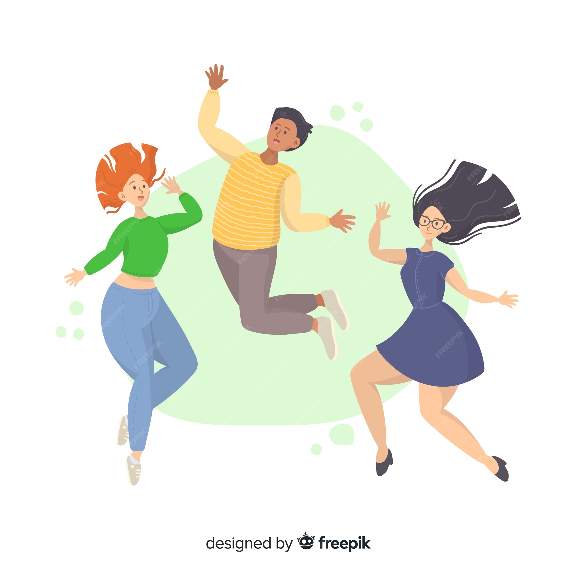 Free Vector | Young people jumping together illustrated