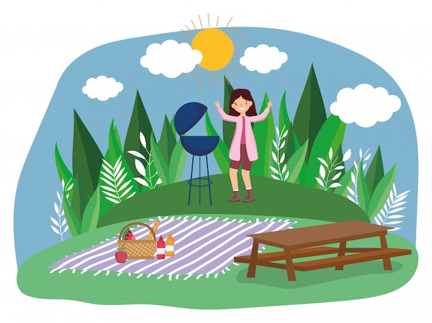 Premium Vector | Young people picnic in the park
