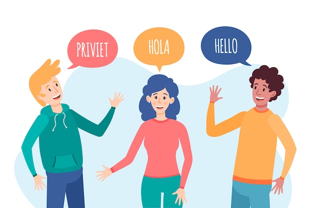 Free Vector | Young people talking in different languages collection