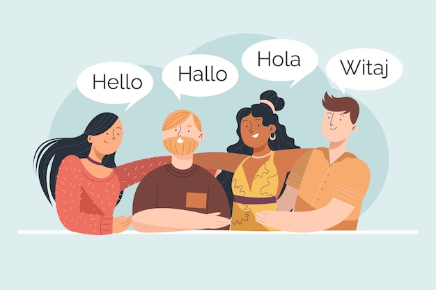 Young People Talking In Different Languages Group Vector Free