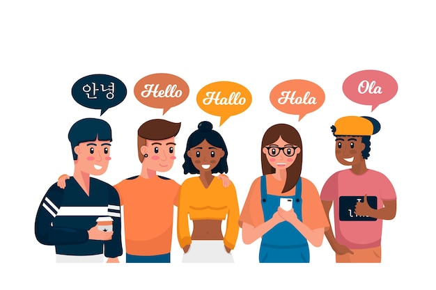 Free Vector | Young people talking in different languages illustrations ...