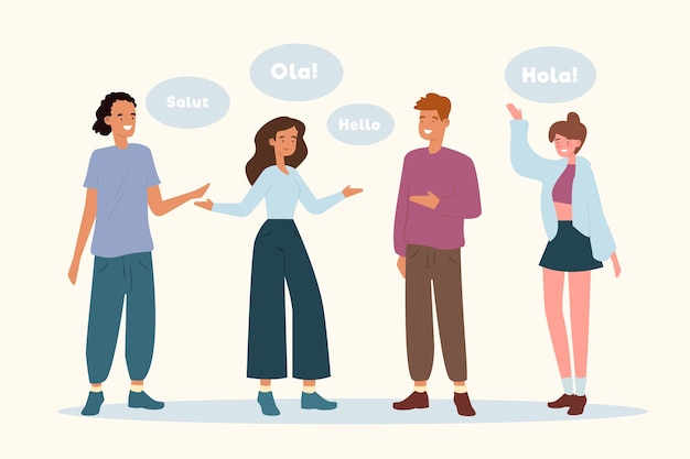 Free Vector | Young people talking in different languages