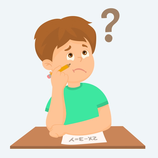 Young school boy on exam Vector | Premium Download