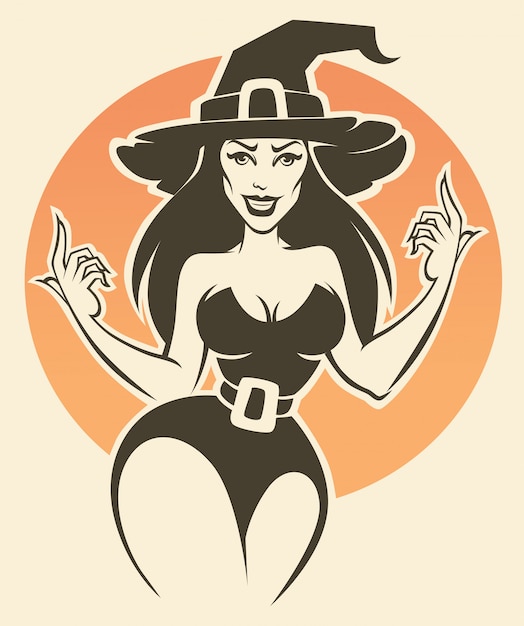 Premium Vector Young And Sexy Halloween Witch Illustration