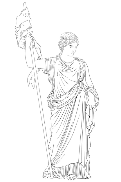 Premium Vector | A young slender woman in an ancient greek tunic with a ...