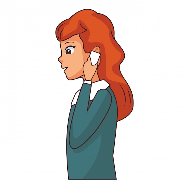 Premium Vector | Young woman calling cartoon