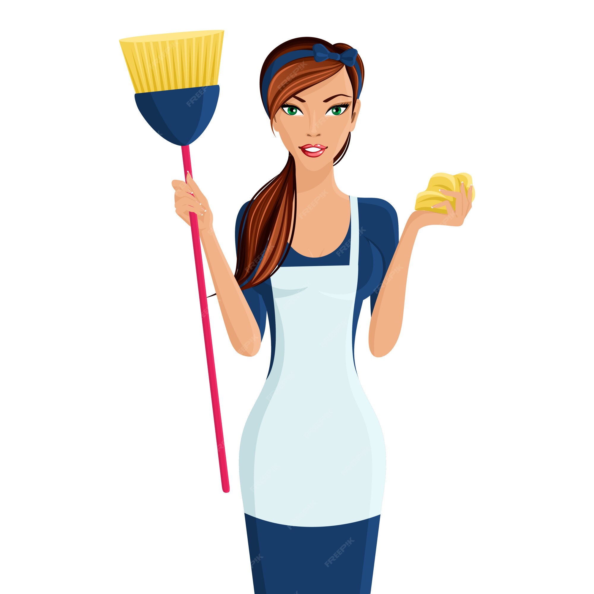 Premium Vector | Young woman cleaner