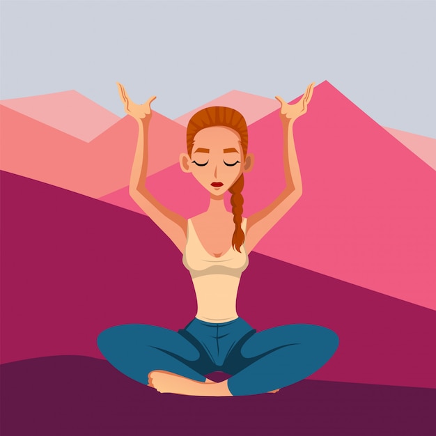 Premium Vector | Young woman does relaxing yoga pose illustration