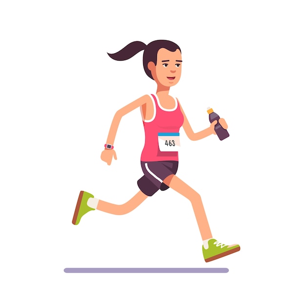 Free Vector | Young woman running a marathon