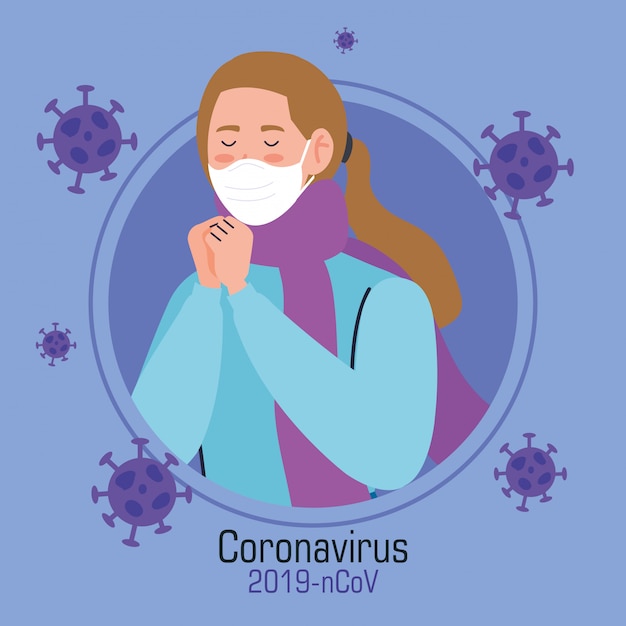 Download Young woman with face mask sick of coronavirus covid 19 ...