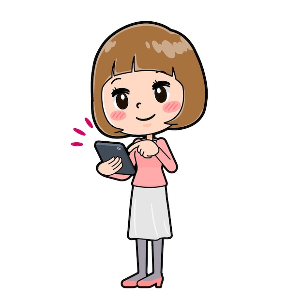 Premium Vector | A young woman with a gesture of smartphone touch ...