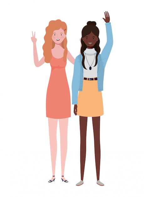 Premium Vector | Young women standing on white