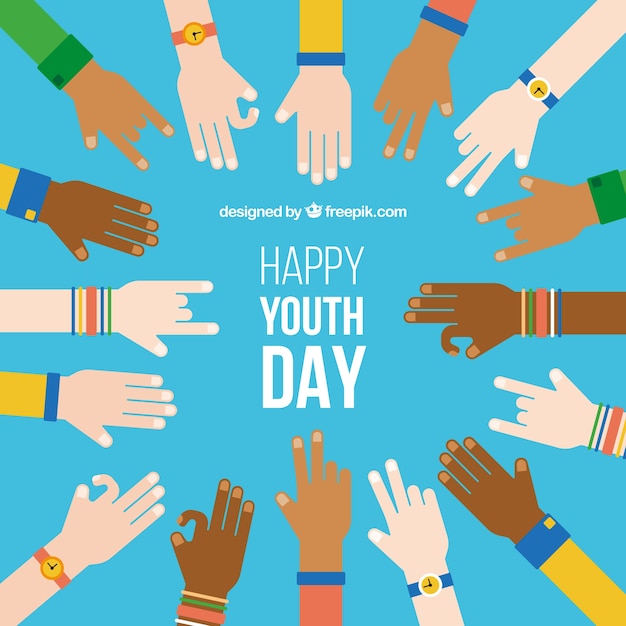 Youth day background with flat hands Vector | Free Download