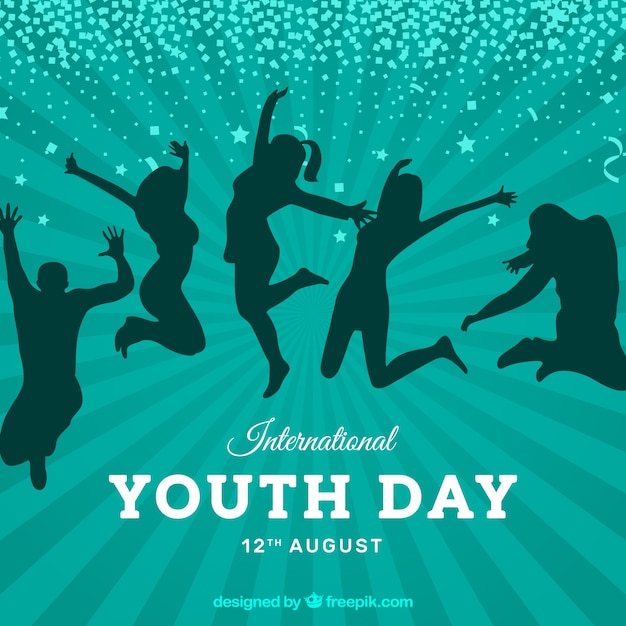 Free Vector | Youth day background with silhouettes of people