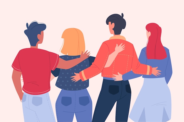 Youth day illustration with people hugging together | Free Vector