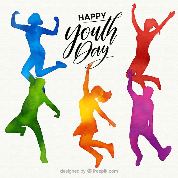 Free Vector | Youth day watercolor silhouettes