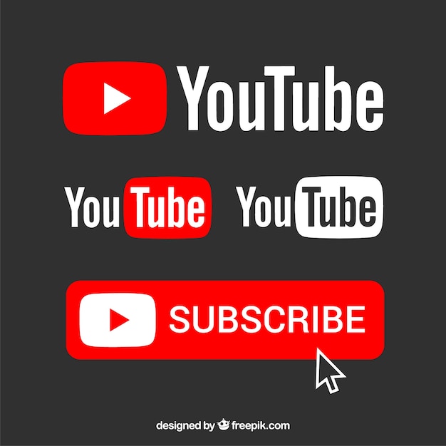 Youtube logo collection with flat design Premium Vector