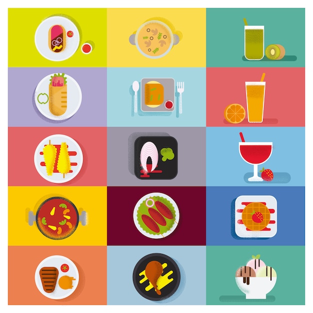 Yummy food icon collection