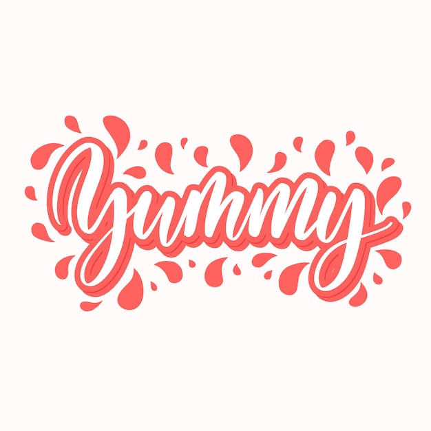 Yummy label lettering. Vector | Premium Download