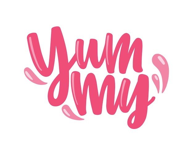 Premium Vector Yummy Word Handwritten With Elegant Pink Cursive