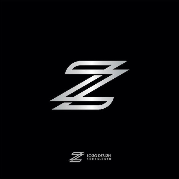 Z Letter Silver Monogram Logo Premium Vector