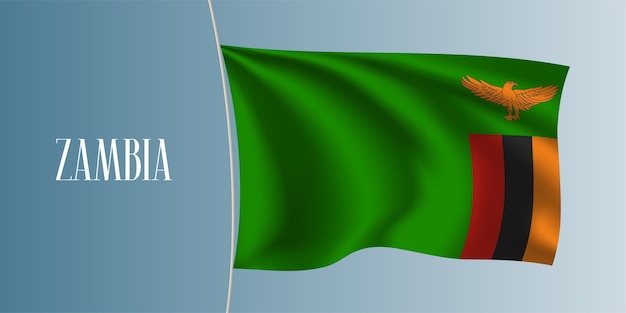 Premium Vector Zambia Waving Flag Iconic National Zambian Symbol 