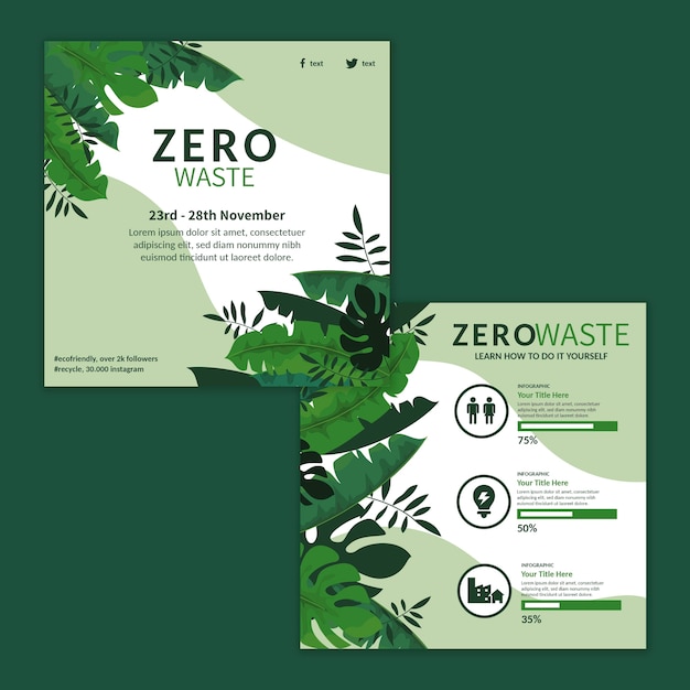 Premium Vector | Zero waste ad square flyer template