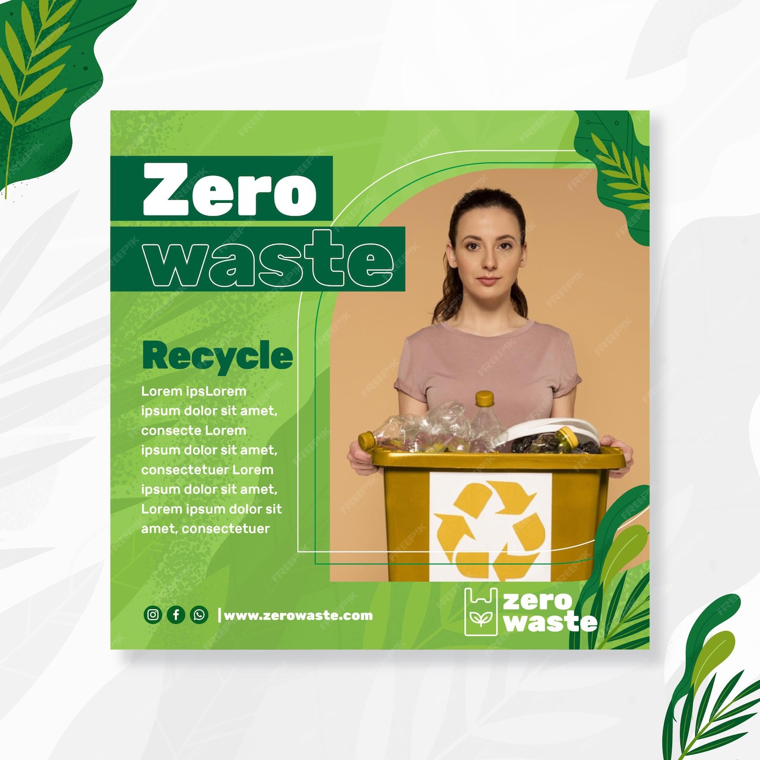 Premium Vector | Zero waste squared flyer template