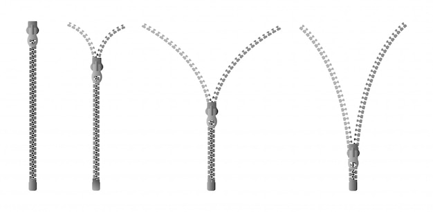 Download Zipper set. closed and open zipper with zip. | Premium Vector