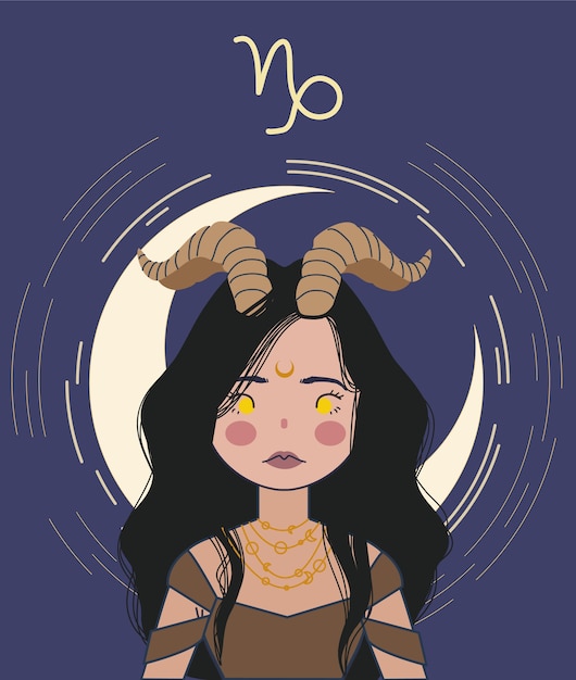 Premium Vector | Zodiac girl capricorn illustration. astrology ...