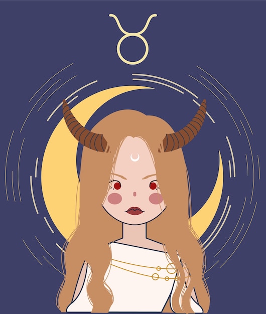 Premium Vector | Zodiac girl taurus illustration. astrology illustration.