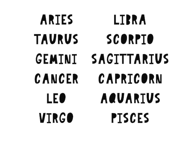 Premium Vector | Zodiac lettering sign.