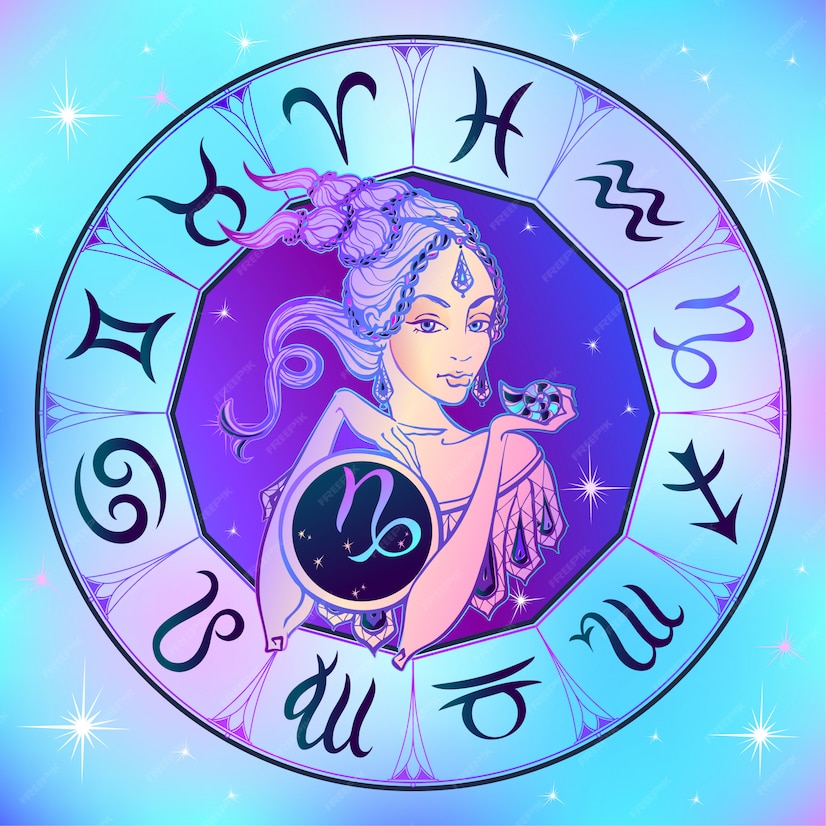 Premium Vector | Zodiac sign capricorn a beautiful girl. horoscope ...