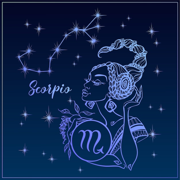 Premium Vector | Zodiac sign scorpio as a beautiful girl.