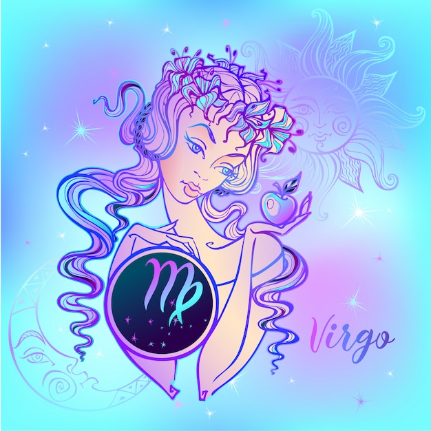 Premium Vector | Zodiac sign virgo a beautiful girl