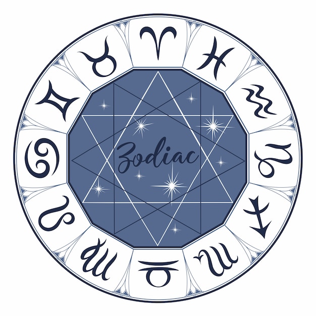 Zodiac. signs. astrology. mystical. Premium Vector