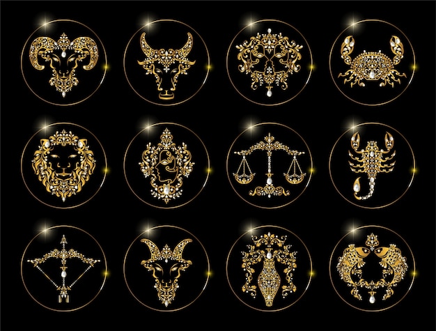Download Zodiac signs set of horoscope symbols astrology icons ...