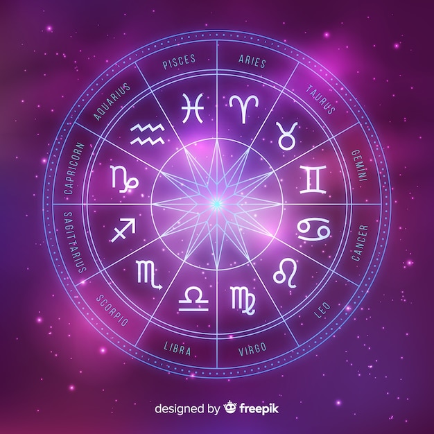 Free Vector | Zodiac wheel on space background