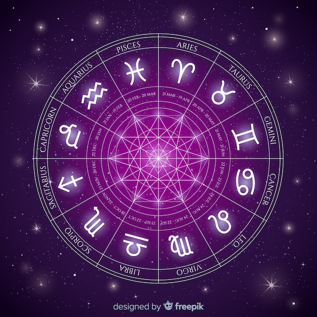 Free Vector | Zodiac wheel on a space background